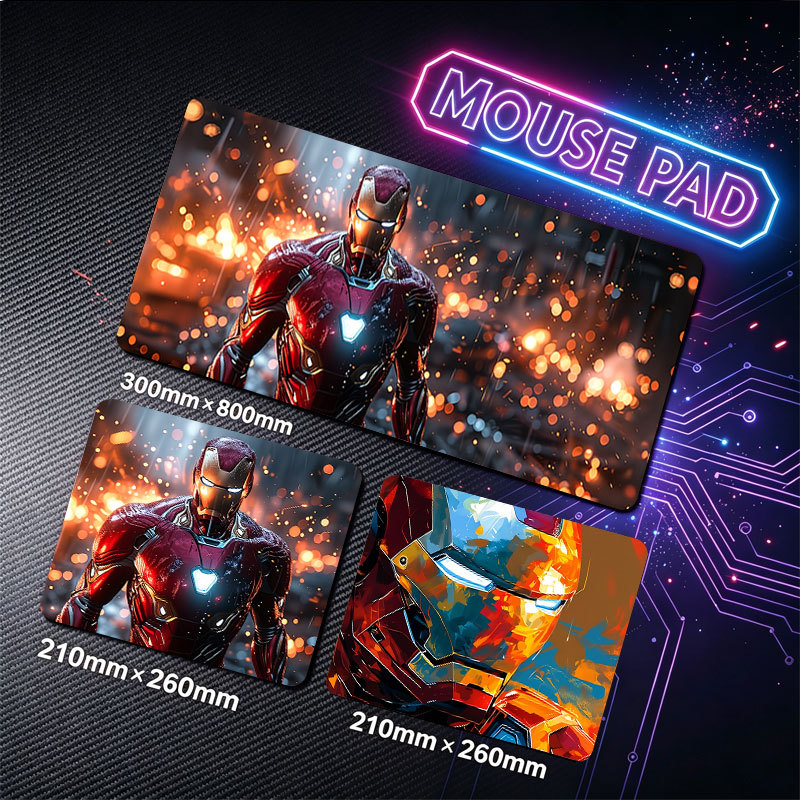 Vintage Marvel Hero Mouse Pad Homem De Ferro Multi Cena Capacete Colagem Fogos De Art Design Tapete De Mesa De Jogos Est