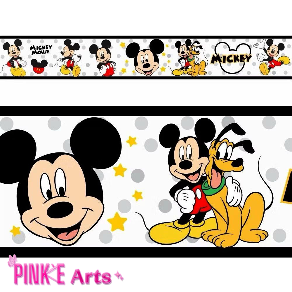 FAIXA DECORATIVA FAIXINHA AUTOCOLANTE MICKEY MOUSE DISNEY BORDA PRETA QUARTO INFANTIL MENINO