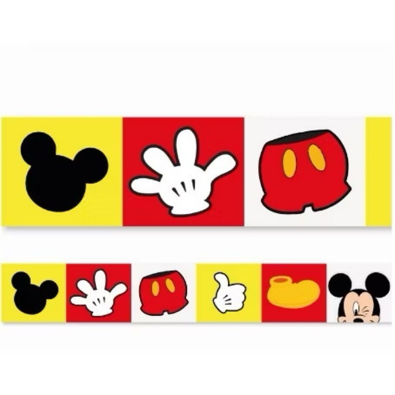 Kit 2 Faixas Decorativas Faixinhas Mickey Mouse Símbolos Decoração Quarto Infantil Autocolante