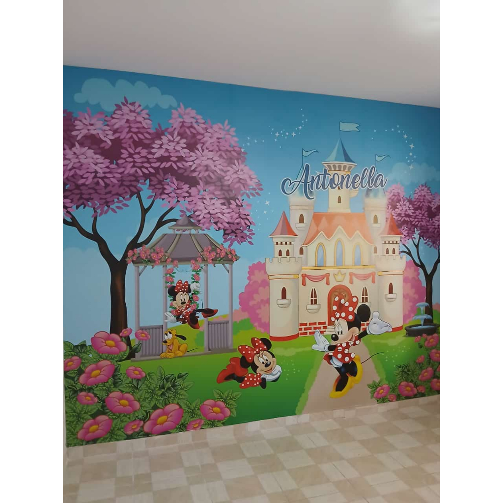 Papel de Parede Autocolante Infantil Minnie Mouse