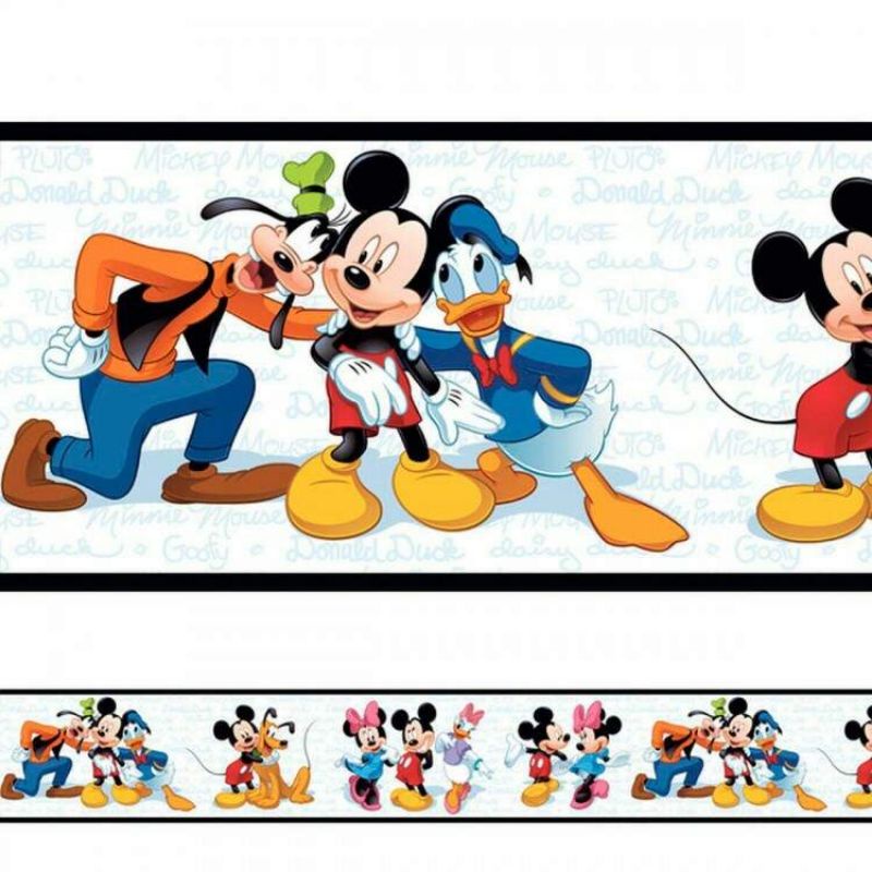 Kit 4 Faixas Decorativa Adesiva Infantil Turma do Mickey Mouse Quarto