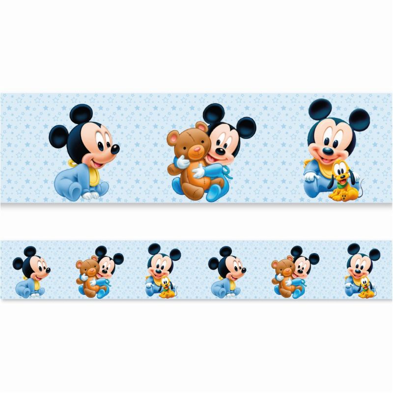 Kit 4 Faixas Decorativa Adesiva Infantil Menino Mickey Mouse Quarto