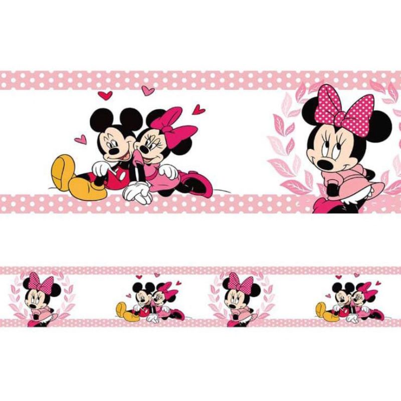 Kit 4 Faixas Decorativa Adesiva Infantil Mickey Mouse Minnie Quarto