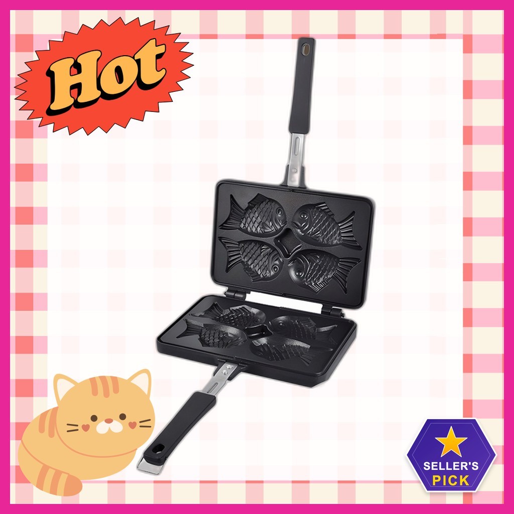 [easycooker] Panela Taiyaki De 4 Cavidades , 22 Cm , 1 Unidade/Coreana/Design/100 % Genuíno Por miao studio