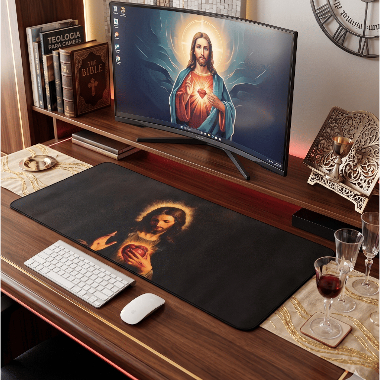 Mouse Pad Grande 90x40 EVA/ Oxford Gamer Desk Pad Cristo Jesus Cristão Igreja Fé