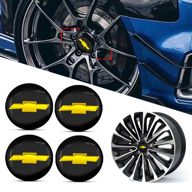4 Peças Adesivo Emblema para Calota Central de Roda de Carro 56mm para Chevrolet Trax Sonic Cruze Malibu Tahoe Impala JA