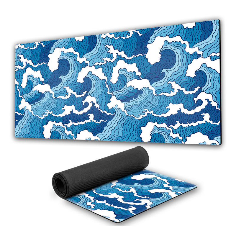 Mouse Pad Onda Japonesa japones Premium fundo de borracha 90x40cm 80x30cm 900x400 800x300 speed gamer japão mousepad