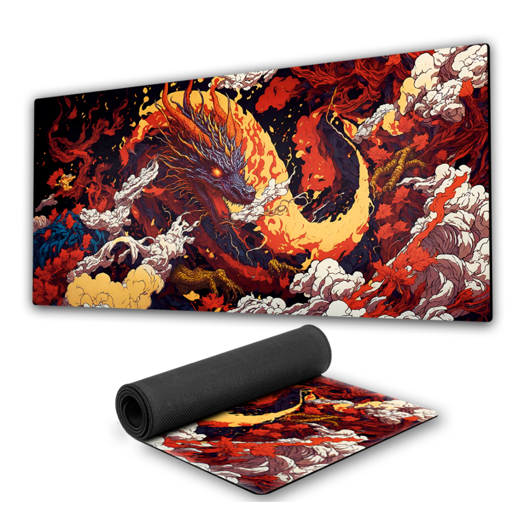 Mouse Pad Dragão de Fogo Premium fundo de borracha 90x40cm 80x30cm 900x400 800x300 speed gamer mousepad