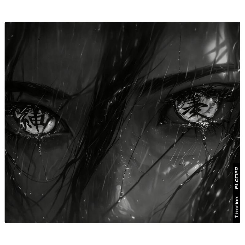 Mouse Pad Gamer de Vidro SPEED GLACIER Profissional 49x42 Premium Branco Preto Silent Divinity Titorion