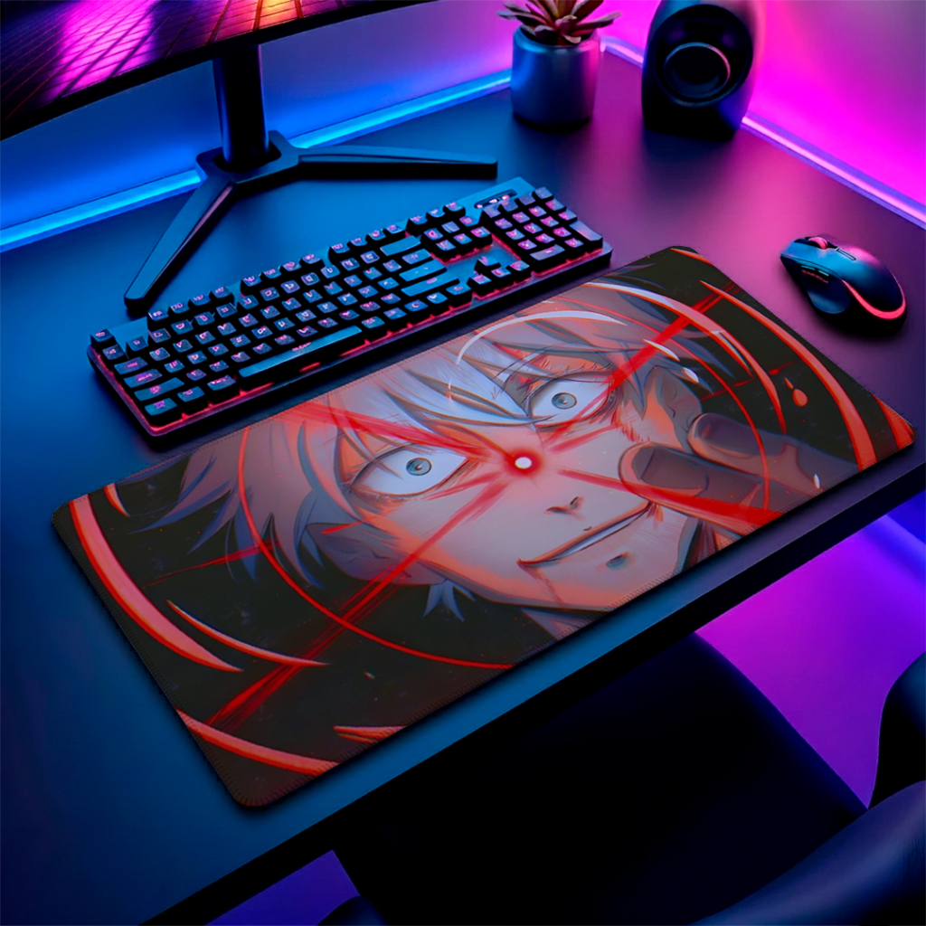Mouse Pad Gamer Anime Jujustu Gojo Vários Tamanhos Tapete Pc Borda Costurada Speed Kaisen Manga Satoru Reforçado Premium