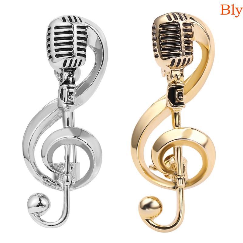 Bly Ouro Prata Cor Microfone Broche Jóias Música Pinos Emblema Para Unisex