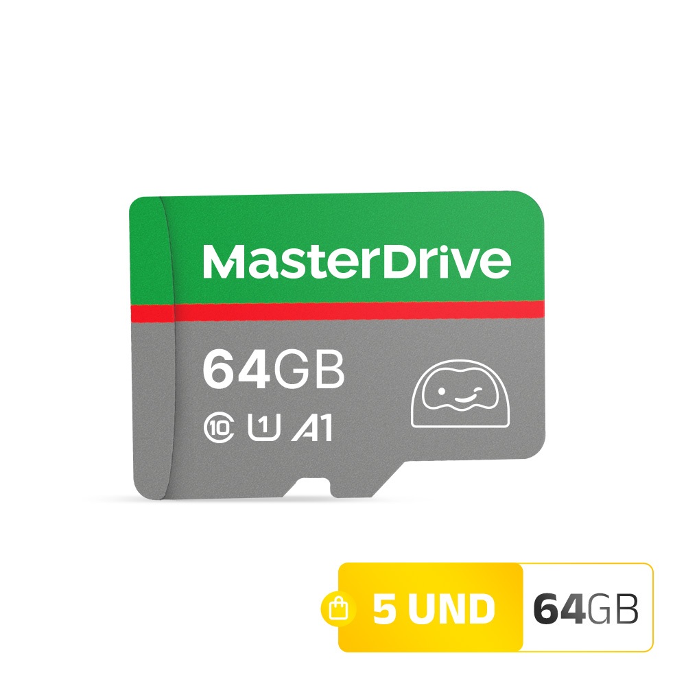 Cartao de Memoria 64GB Kit 05  ATACADO MasterDrive Class 10 com Adaptador