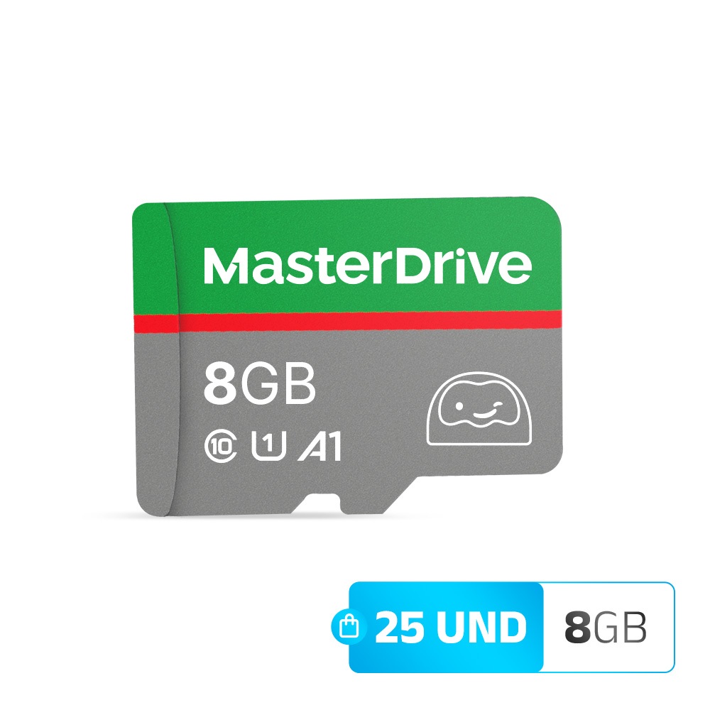 Cartao de Memoria 8GB Kit 25 ATACADO MasterDrive Class 10 com Adaptador