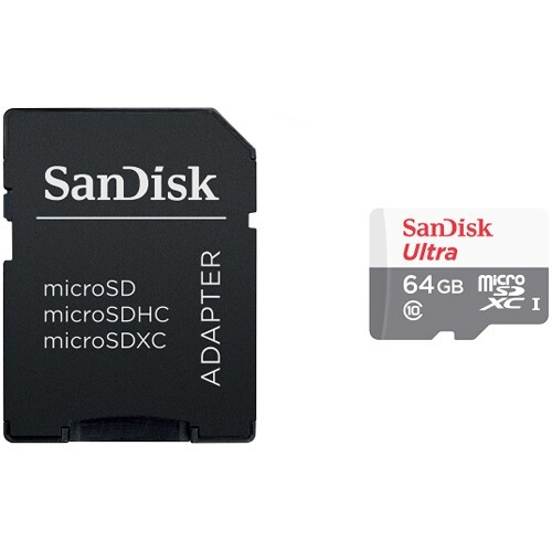 Cartão microSDXC Sandisk UHS-I Ultra 64GB - 100MB/s (com adaptador SD)