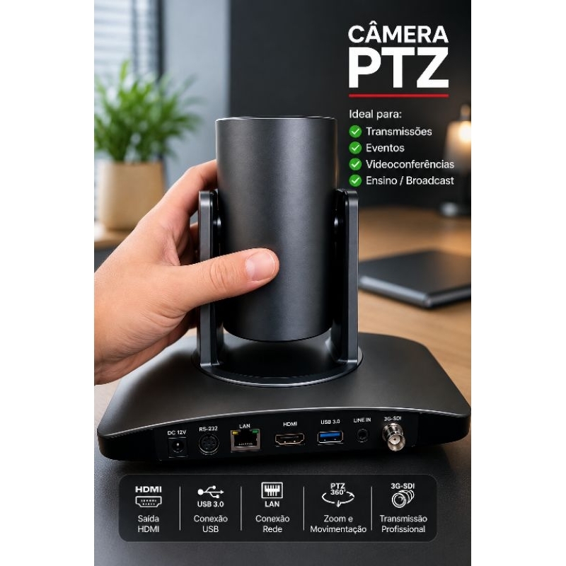 Câmera PTZ Profissional Wired WT9530 UHS – Full HD 1080p | Zoom Óptico 20x