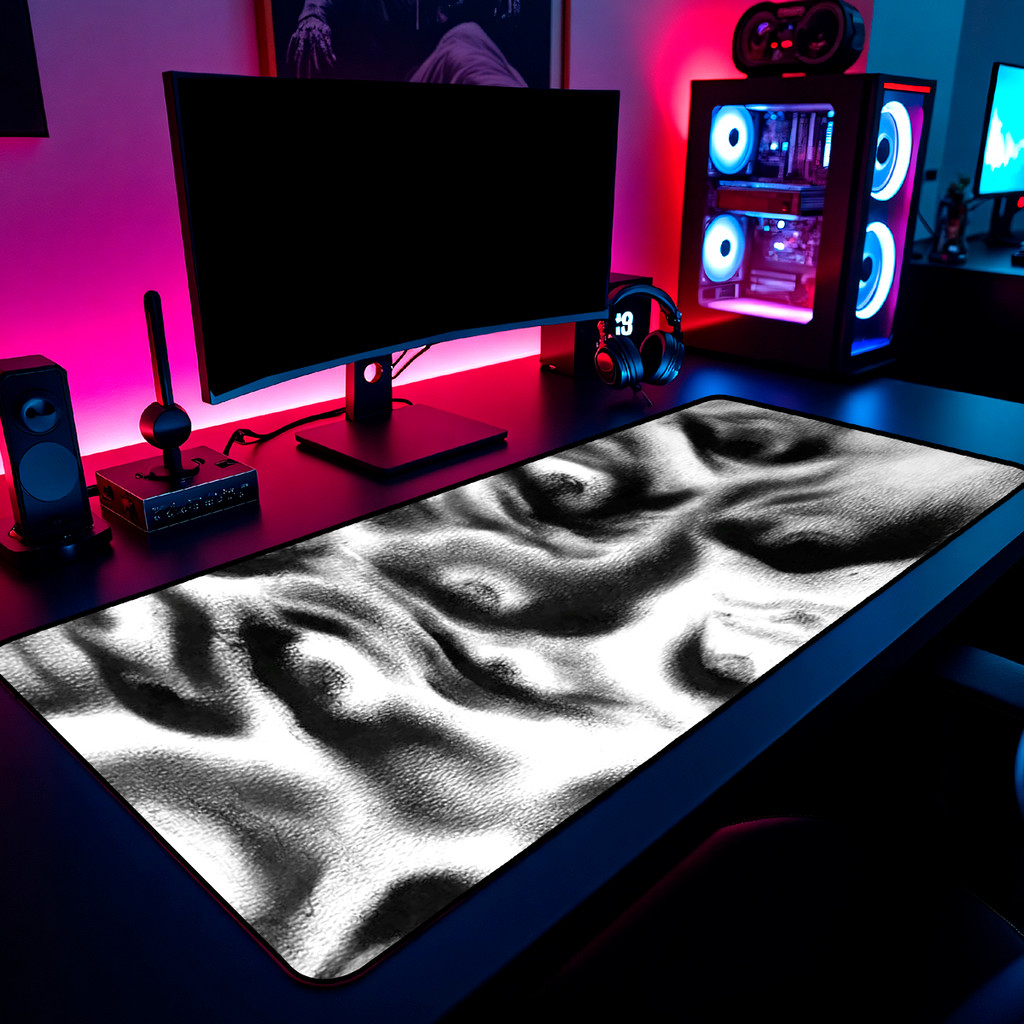 Mouse Pad Gamer Olhos Surrealistas Sketch Art 65x30cm 80x40cm 90x50cm 120x60cm Borda Costurada