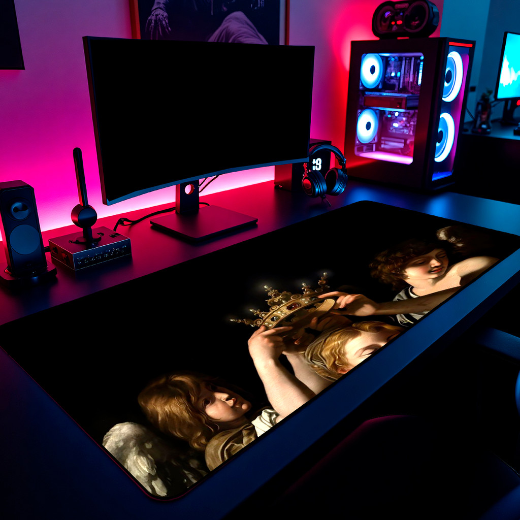 Mouse Pad Gamer Classic Art Crown 65x30cm 80x40cm 90x50cm 120x60cm Borda Costurada