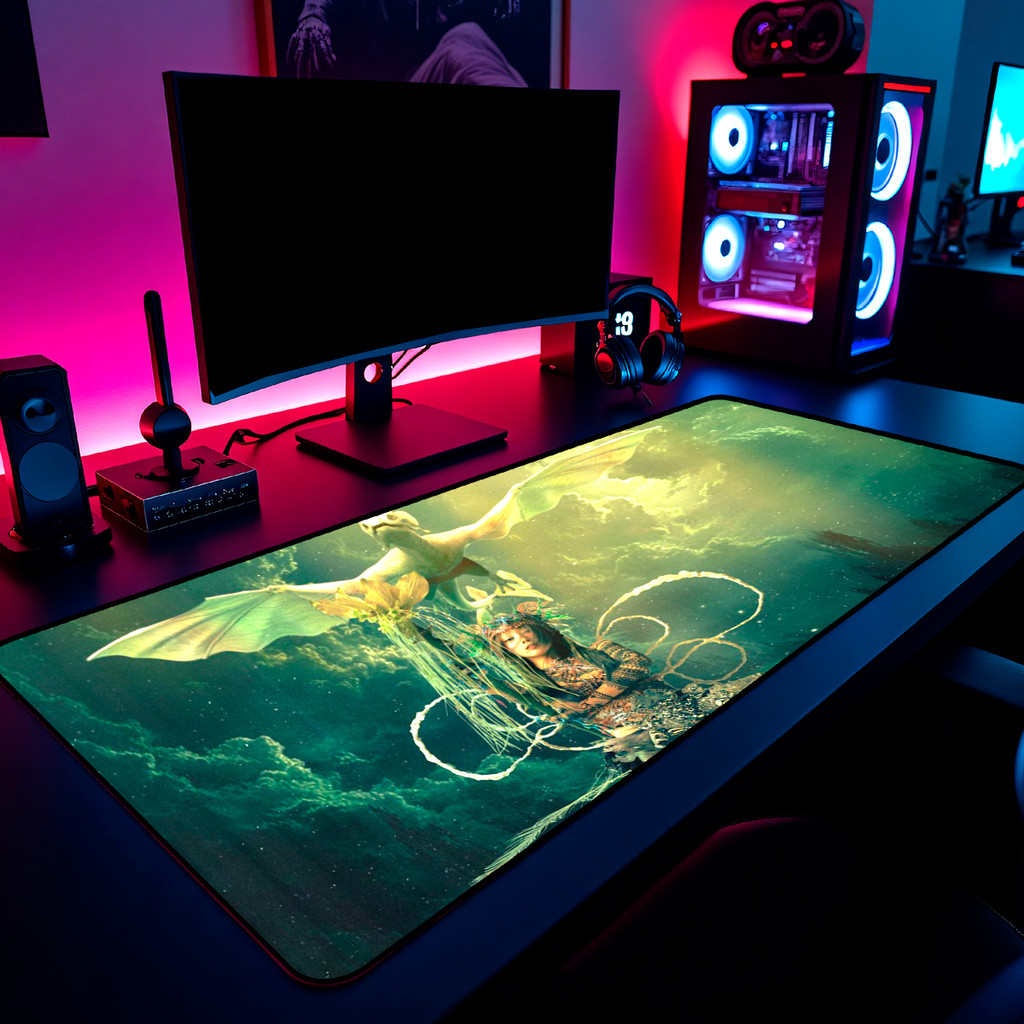 Mouse Pad Gamer Hinata XG Art Fantasy 65x30cm 80x40cm 90x50cm 120x60cm Borda Costurada