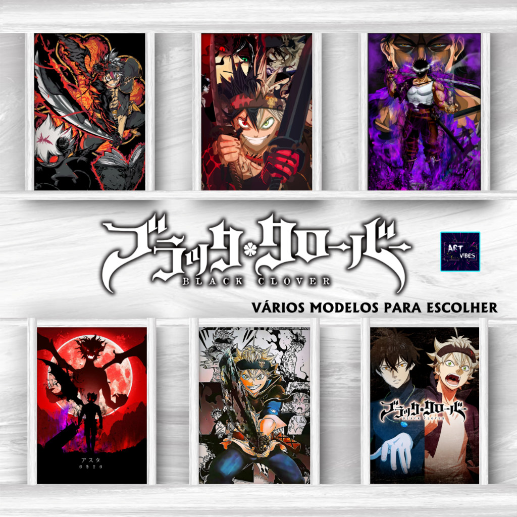 Kit Placas Decorativas Quadros Black Clover Anime Decoração Quarto Casa Geek
