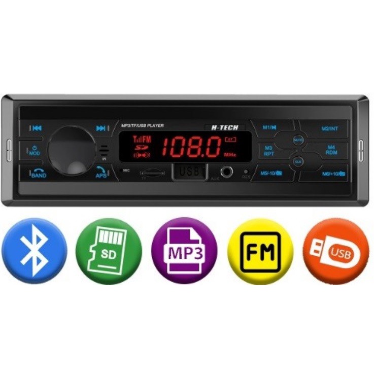 RADIO MP3 AUTOMOTIVO C/ FM USB BLUETOOTH SD - 15W - HTECH