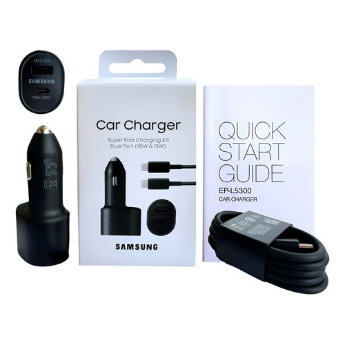 Carregador Veicular 45w 15w Com Dupla Saída Original Samsung
