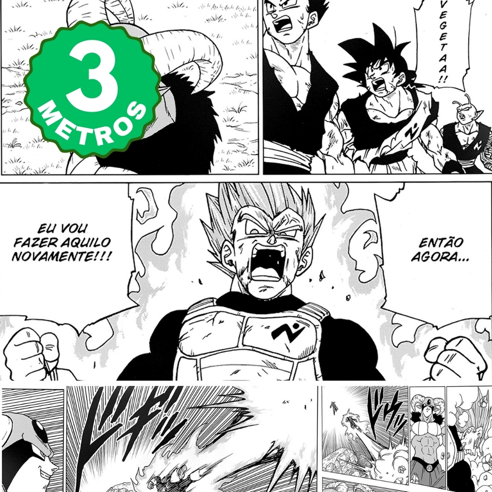 Papel de Parede Adesivo HQ Quadrinhos Dragon Ball Super Preto e Branco Gamer Lavável 3 Metros