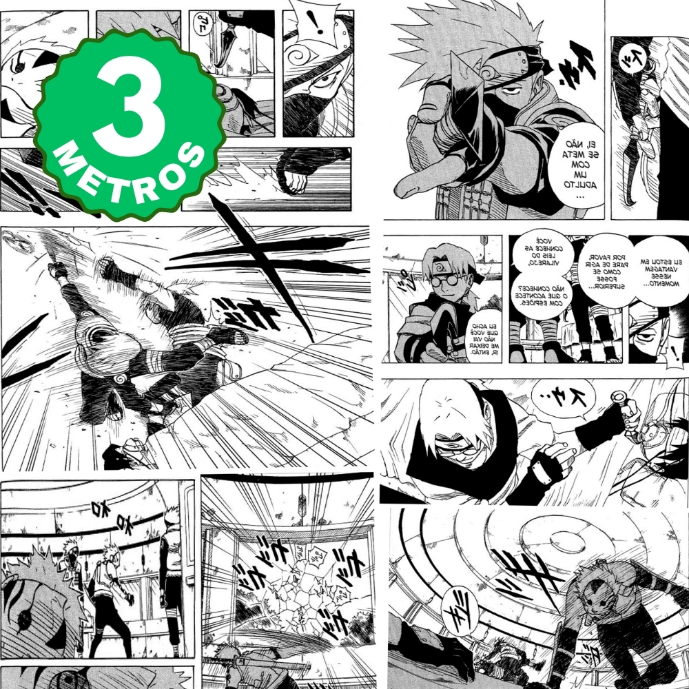 Papel de Parede Adesivo Naruto Sasuke Manga Preto e Branco Quarto Gamer Geek Lavável 3 Metros