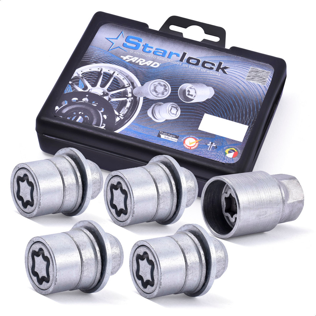 Kit Antifurto Roda 4+1 Porcas Farad Starlock Lexus CT200H 13/20 LS 400 20 LS 430 19 LS 500 18/19 M12x1,5 25mm