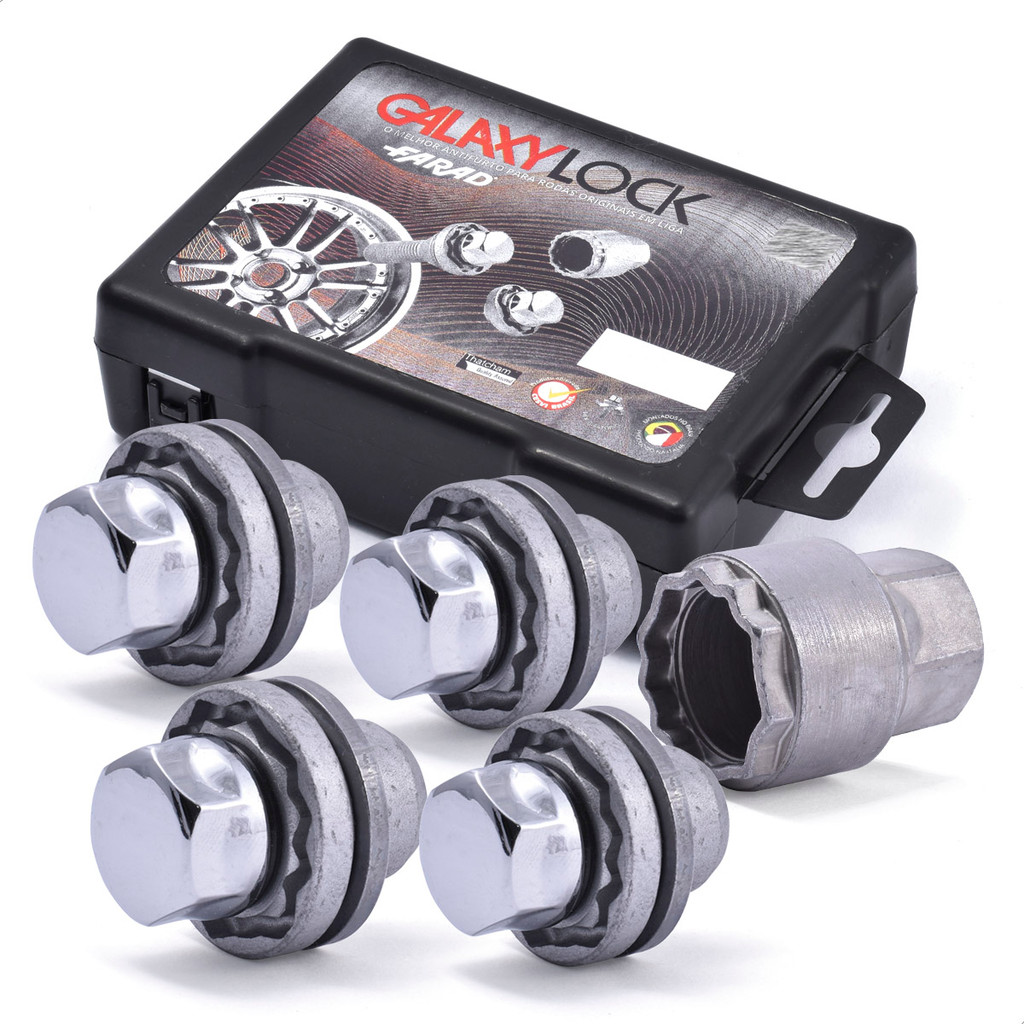 Kit Antifurto de Roda 4+1 Porcas Farad Galaxylock Lexus Ct200h 13/20 LS 18/20 Nx 14/25 Rx 300 99 Rx 330 04 M12x1,5 30mm