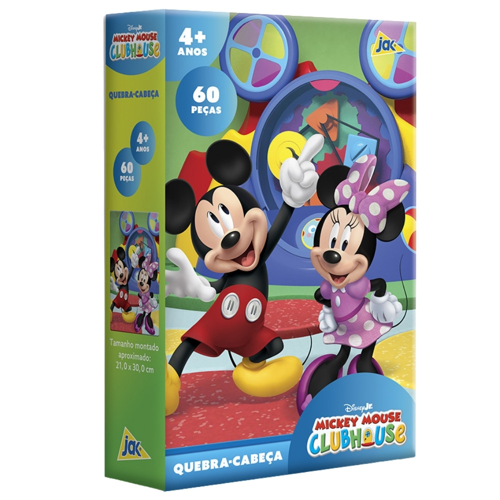QUEBRA CABEÇA MICKEY 60 PEÇAS DISNEY TOYSTER PUZZLE DESENHO FILME MINNIE CASA JR MOUSE CLUB HOUSE JR
