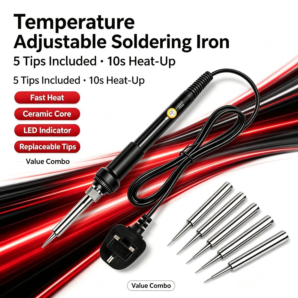 Temperatura Ajustável 200-450 Do Botão Giratório Ferro De Solda Cerâmico 60W ° C Fast Heat UK/EU Plug Besi Pateri Elétri