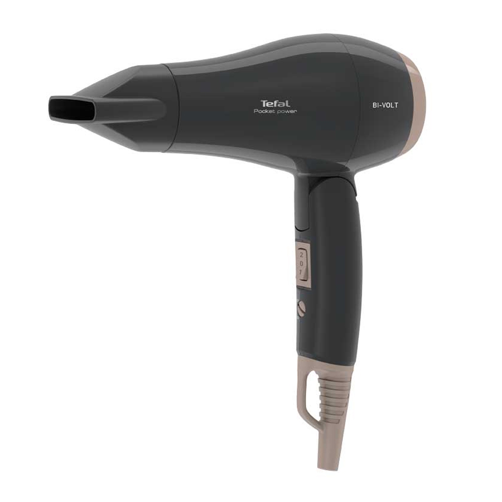 Secador De Cabelo Tefal Pocket Power 1200W Compacto Dobrável De Dupla Tensão Para Viagem 90km/h