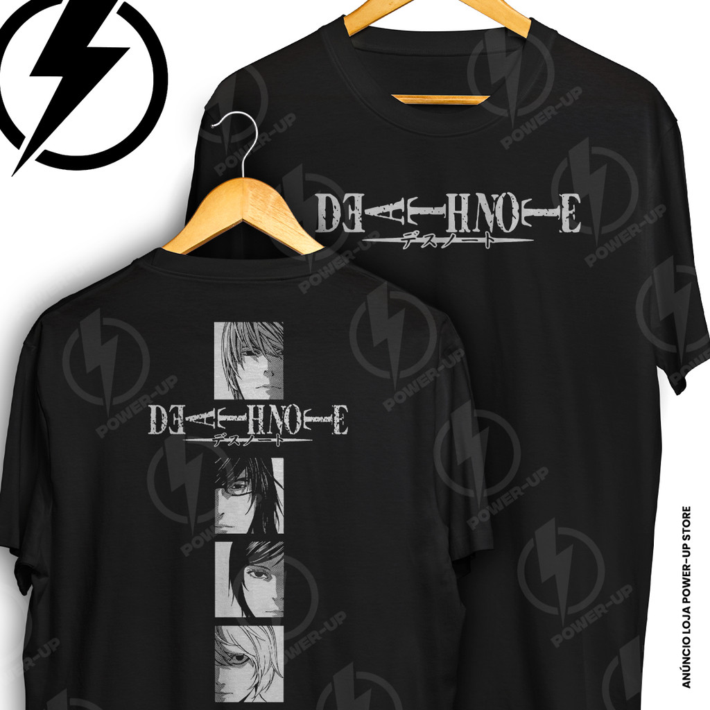 Camiseta Death Note Kira L Misa Ryuk Anime Frente E Verso Blusa Camisa 100% Algodão