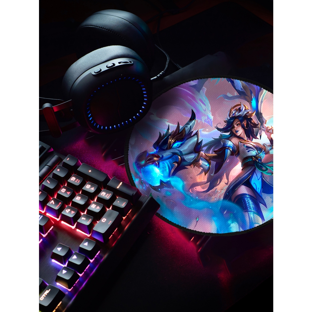 Mouse Pad Gamer Ergonômico Redondo 20x20cm p/ Destktop Borda Costurada Estampa Games Legends