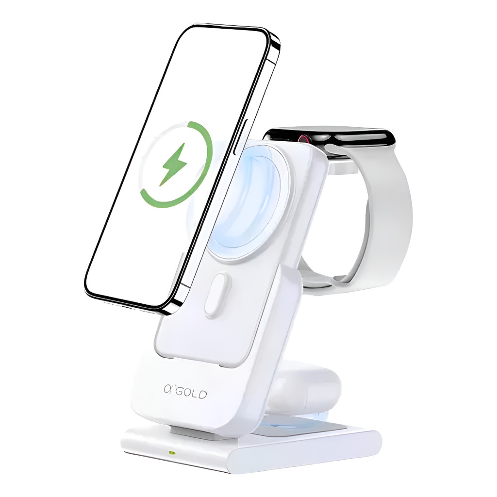 Base de Carregamento por Indução 3x1 (42.5W) - Wireless 10000mAh para Smartphone e Acessórios