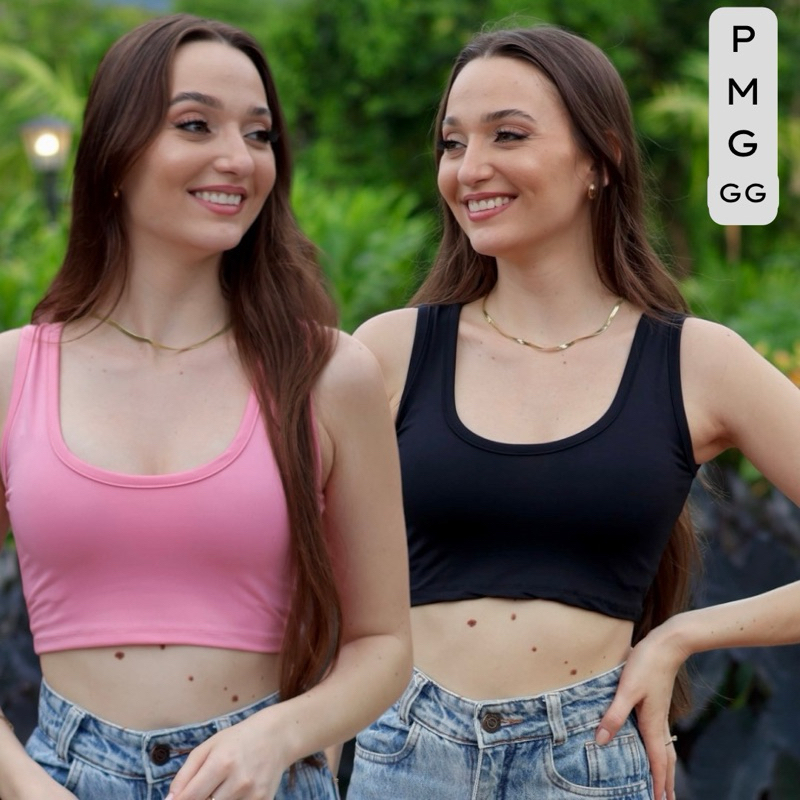 Cropped Básico Casual de Alças Grossas Suplex Top sem Mangas Regata dia a dia Verão Fresco Liso Preto Branco Candy Color