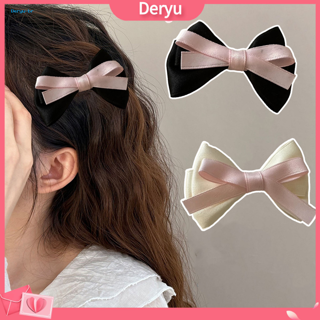Durable Hair Accessory Princess Hairpin 2pcs Girls Pins Bowknot Double-layered Ribbon Side Bangs Clips Cute Accessories