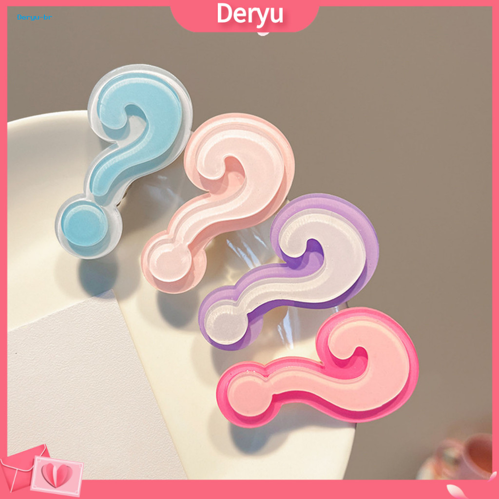 Double-layer Acrylic Hairpin Hair Accessory 2pcs Girls Hairpins Transparent Question Mark Shape Clips No Slip Side Bangs