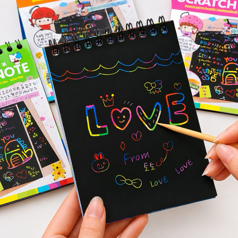 Bloco Mágico Scratch Note Infantil Colorido Para Desenho Criativo Educativo