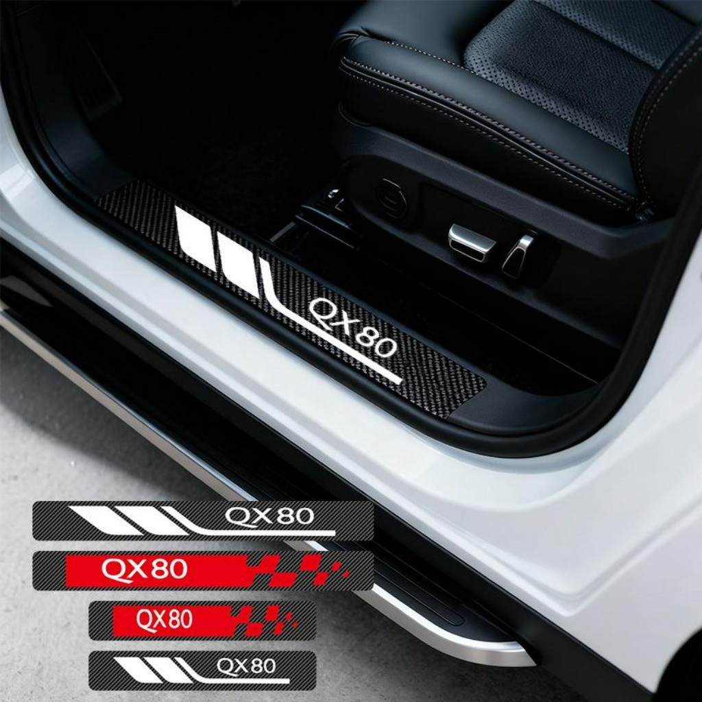 Kit 4 Peças Textura 3D Adesivo De Soleira De Porta Automotiva Acessórios Para Carro For Infiniti QX80 Autograph