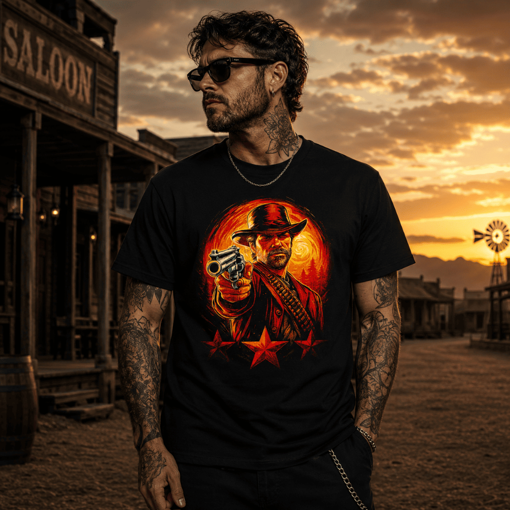 Camiseta Arthur Morgan- Estampa Reticulada Algodão 30.1