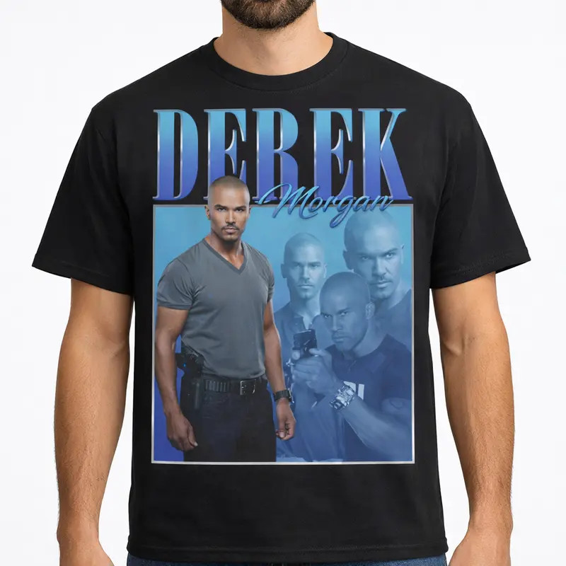 Camiseta Masculina Feminina Oversized Derek Morgan Criminal Minds Estampa Retrô Série T-shirt Streetwear Vintage