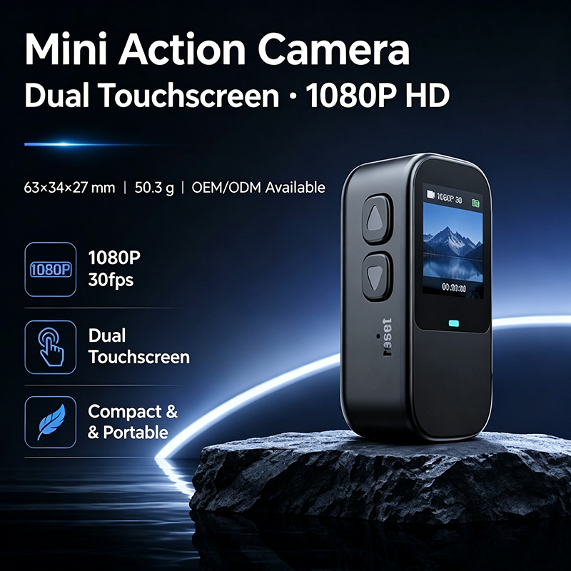 Mini Câmera De Ação Vestível 1080P Corpo Magnético 30M À Prova D'água Com Tela Dupla WiFi Bolso Para Ciclismo , Mergulho