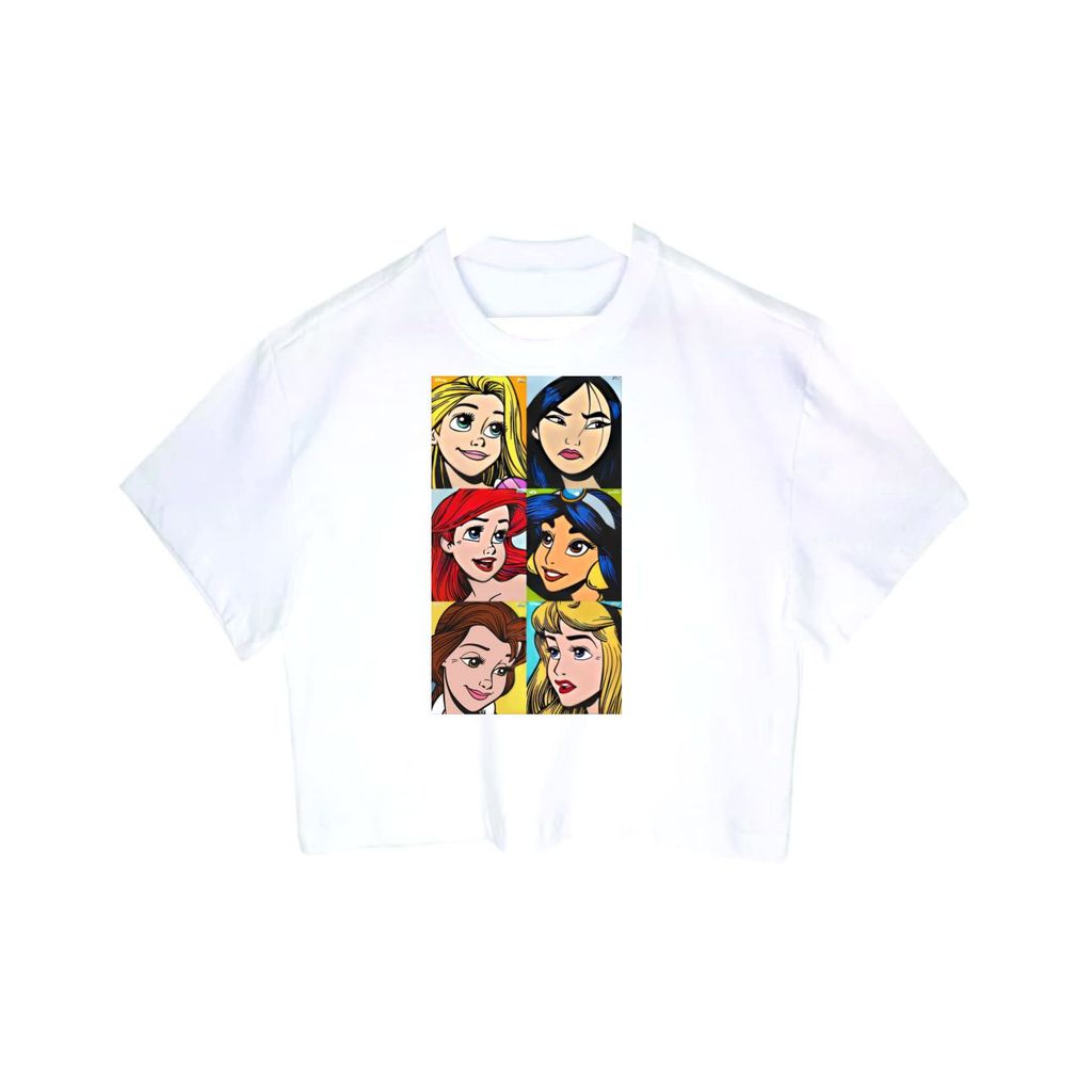 Cropped Feminino blogueira Disney Princesas Cartoon Enrolados Ariel Bela Desenho feminina curta