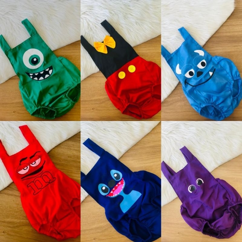 Banho de Sol Temáticos Unissex stitch, bolofofo, Mickey, m&ms, sulivan e mike wazowski,Tamanho único (3 meses á 1 ano)