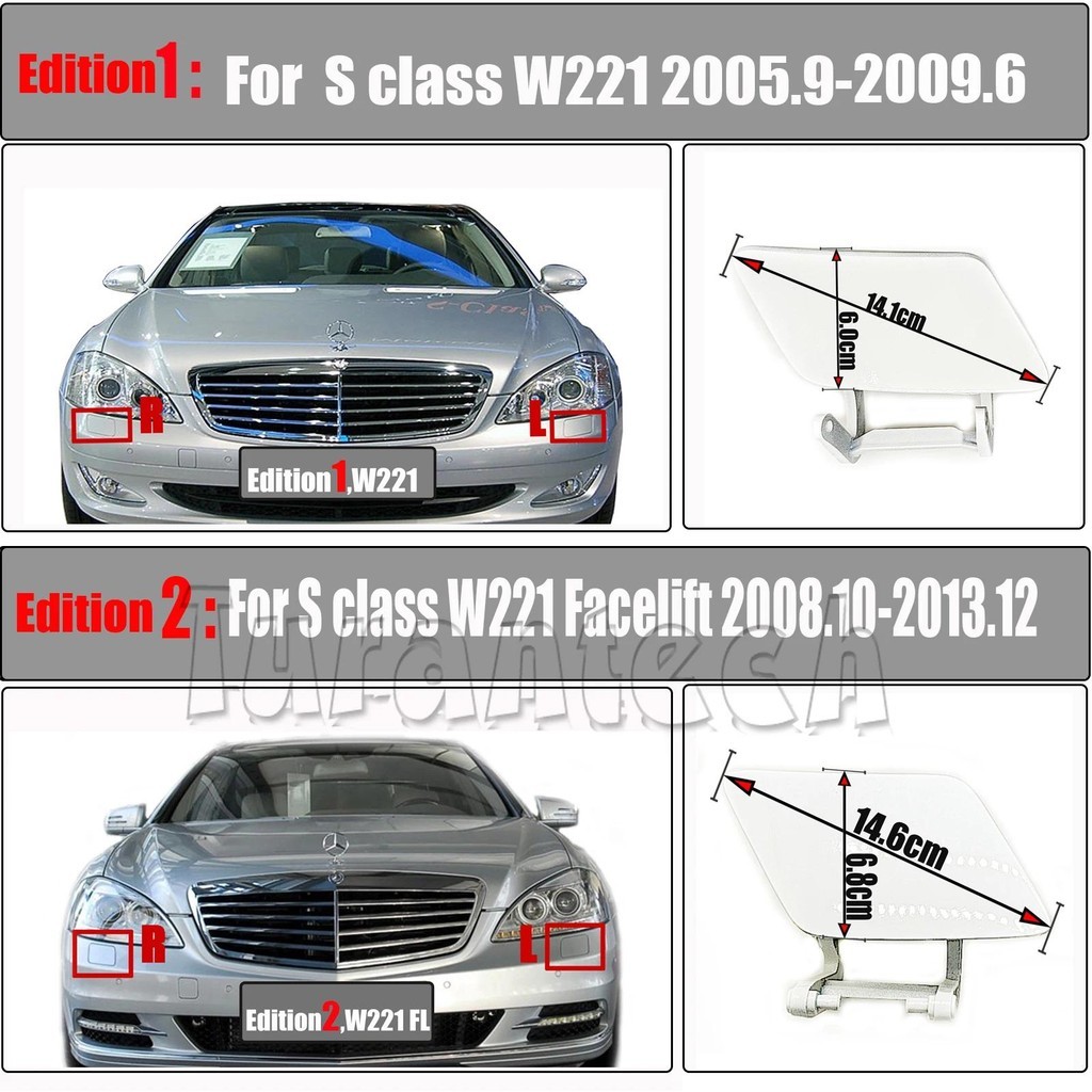 Capa De Arruela De Farol Para 06-13 Mercedes Benz S W221 Fit S250 S280 S300 S320 S350 S400 S420 S450 S500 S550 S600 S63