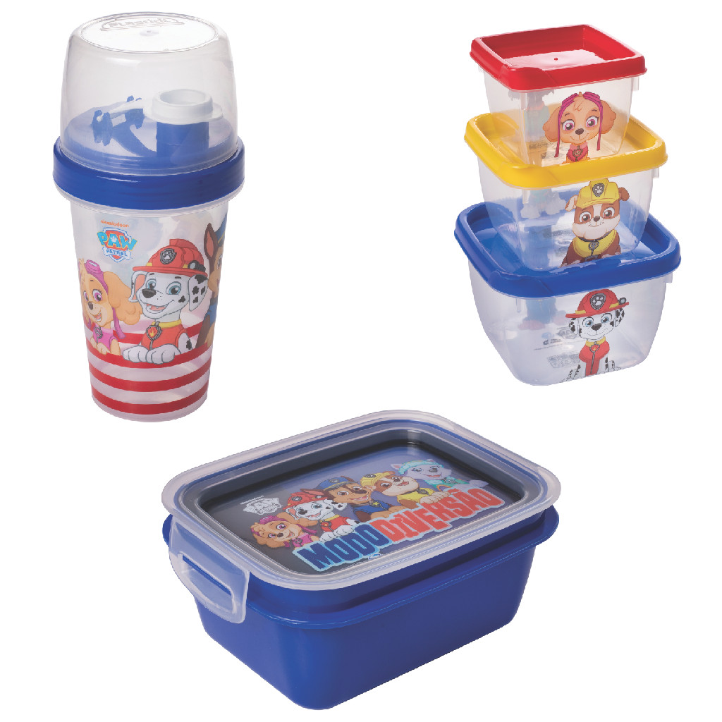 Kit Marmita Infantil Shakeira E Pote Connect Patrulha Canina Unicórnio