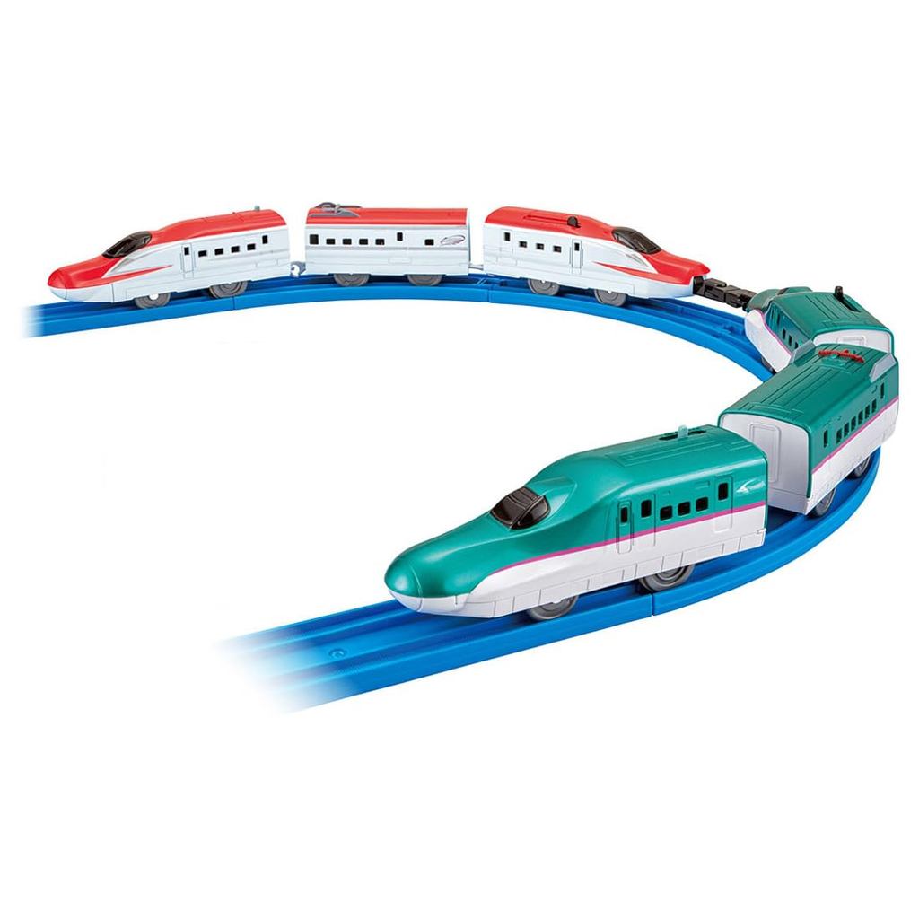 【direto do Japão】 Conjunto de trem Takara Tomy Plarail E5 Series Shinkansen e E6 Series Shinkansen Gacha-to Connect (pa