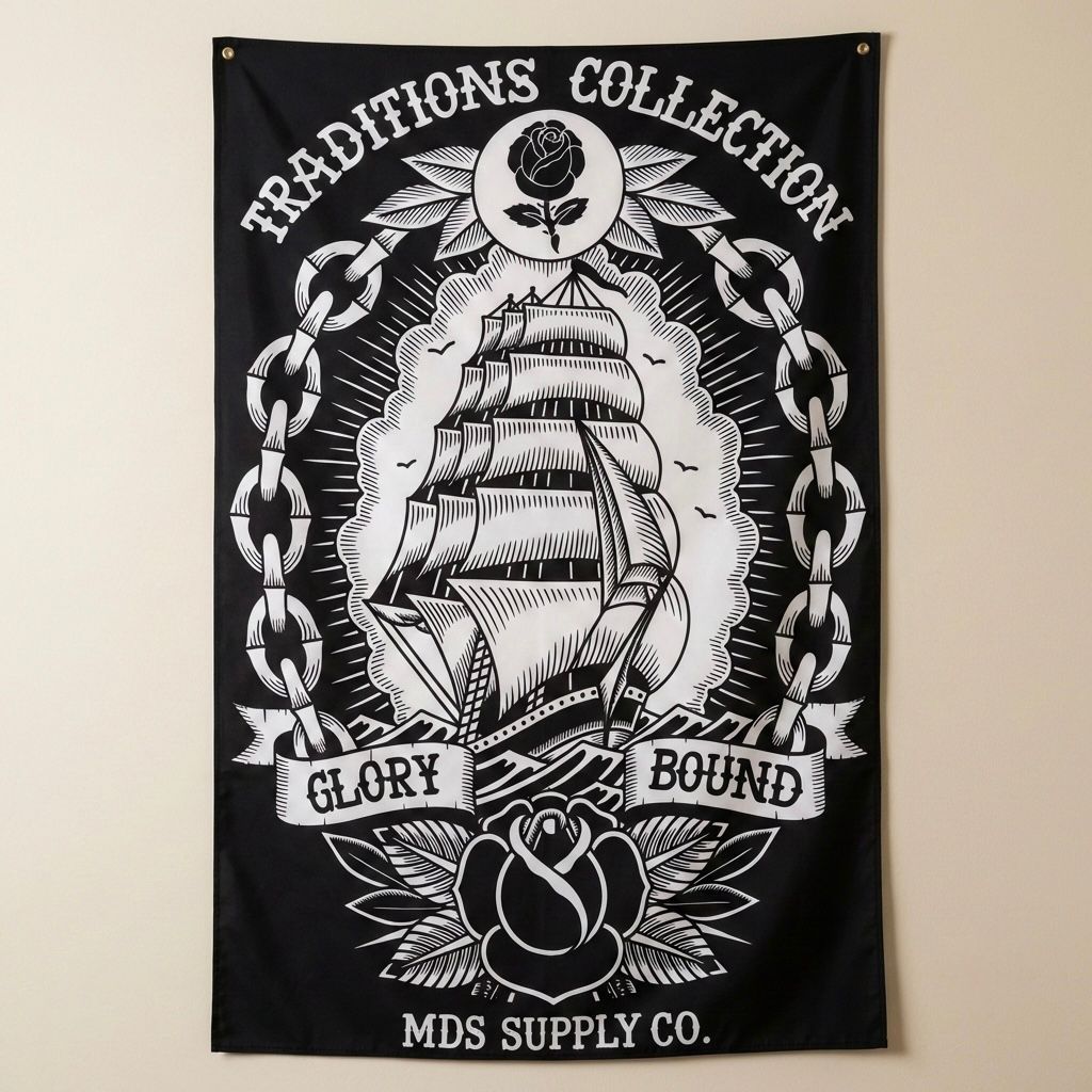 Pano/ Tapeçaria/ Bandeira Decorativa Traditions Collection Glory Bound – Estilo Náutico Old School