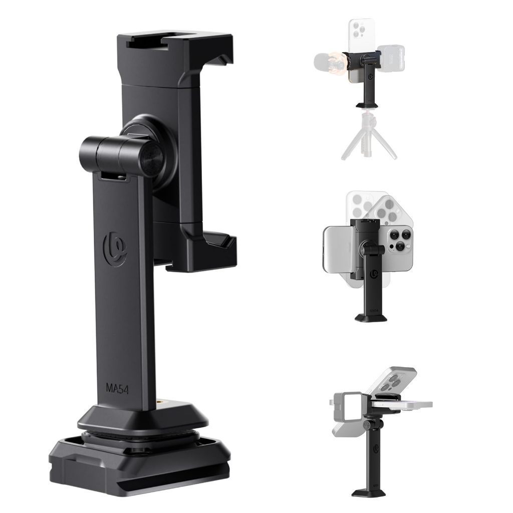 Ulanzi MA54 Adaptador para Celular com Duplo Cold Shoe e Base QR Compatível com iPhone e Samsung Suporte Ajustável
